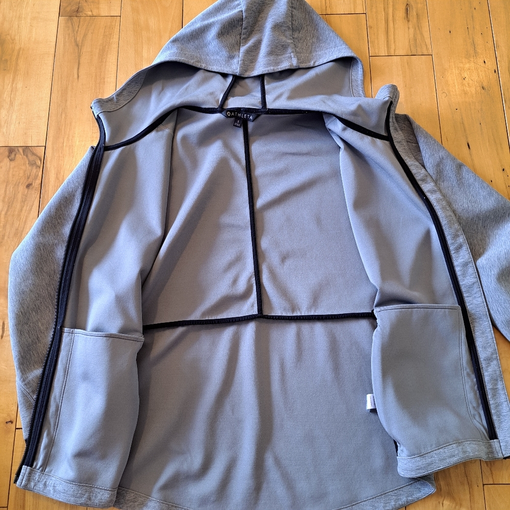 ATHLETA Athletic Full-Zip Long Sleeve CYA Yoga Hoodie Heather Gray Small - Picture 11 of 16